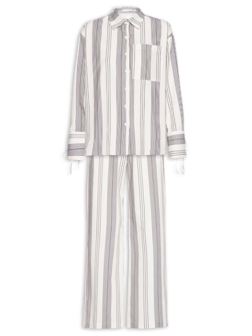 Conjunto Feminino Listrado - Off White