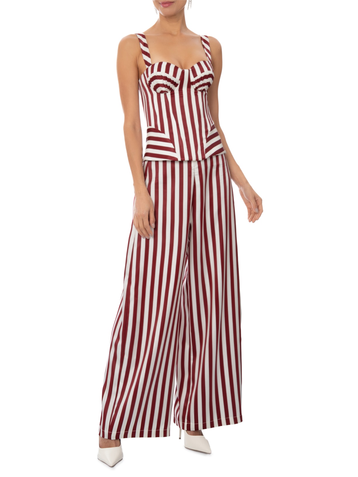 Conjunto Feminino Listras Picolé Vermelho Paula Raia