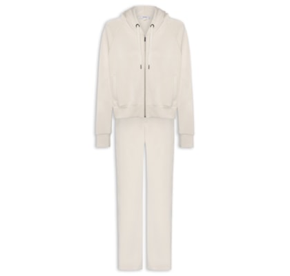 Conjunto Feminino Moletom Comfy Com Botões - Bege