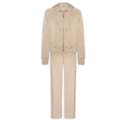 Conjunto Feminino Moletom Comfy Com Botões - Bege