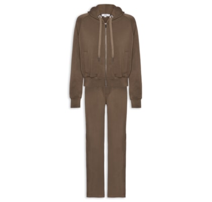 Conjunto Feminino Moletom Comfy Com Botões - Marrom