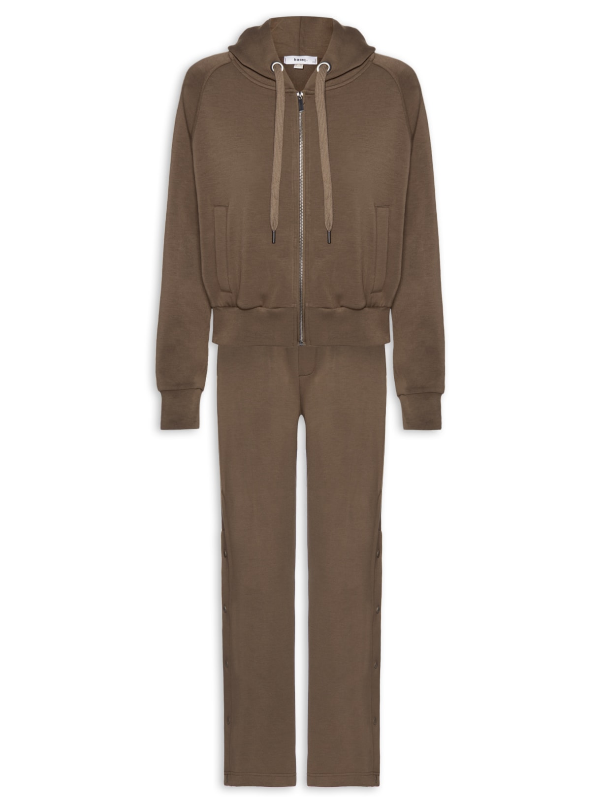 Conjunto Feminino Moletom Comfy Com Botões - Marrom