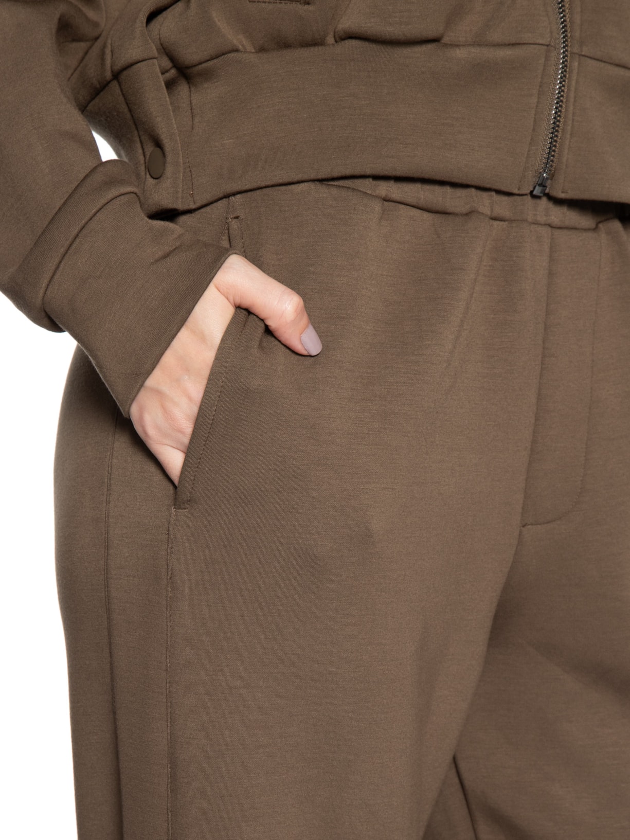 Conjunto Feminino Moletom Comfy Com Botões Marrom Basiq