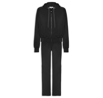 Conjunto Feminino Moletom Comfy Com Botões - Preto