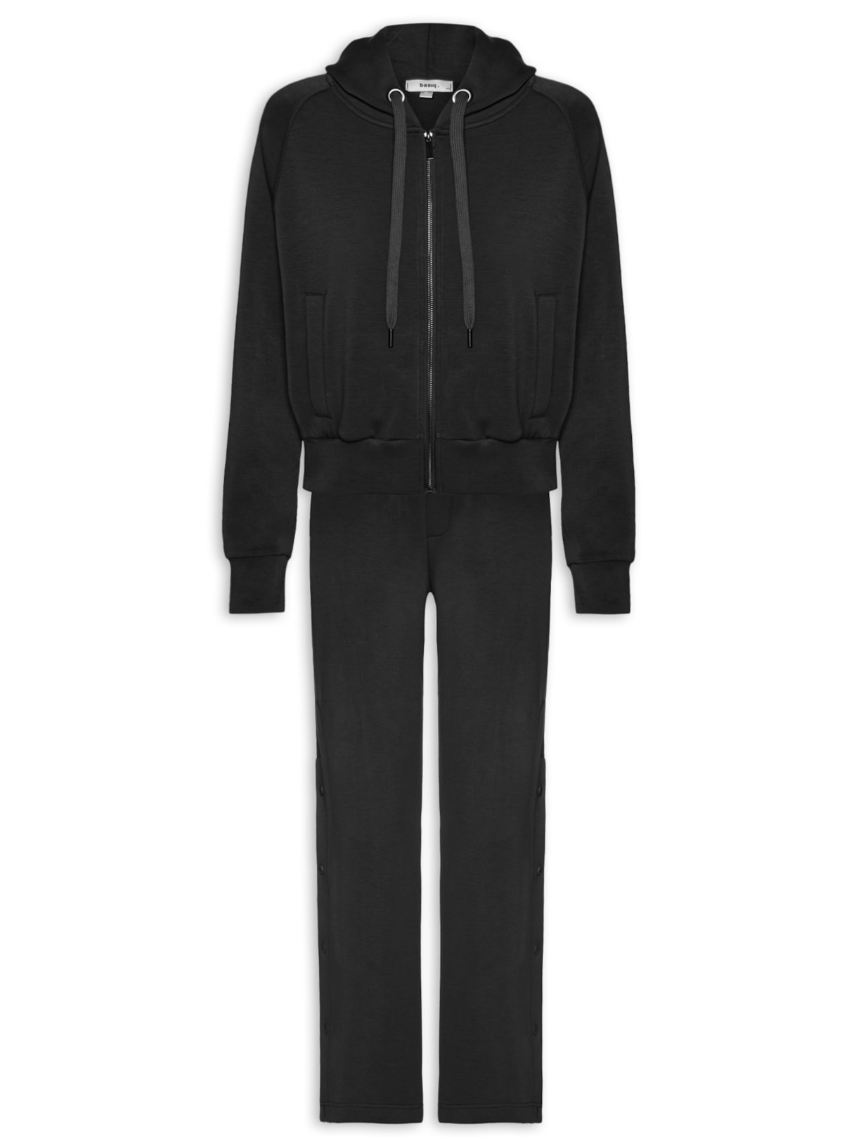 Conjunto Feminino Moletom Comfy Com Botões - Preto