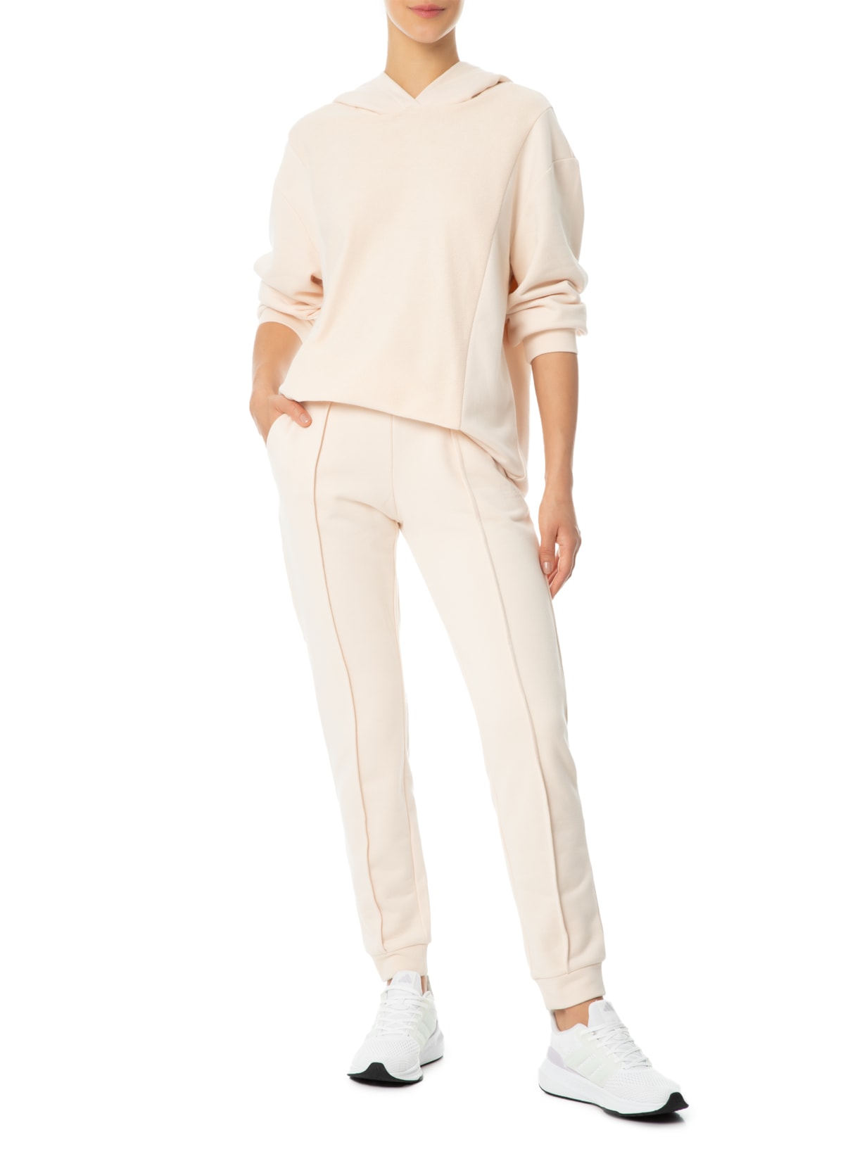 Conjunto Feminino Moletom Tuta Sportiva Bege Ea7 Emporio Armani