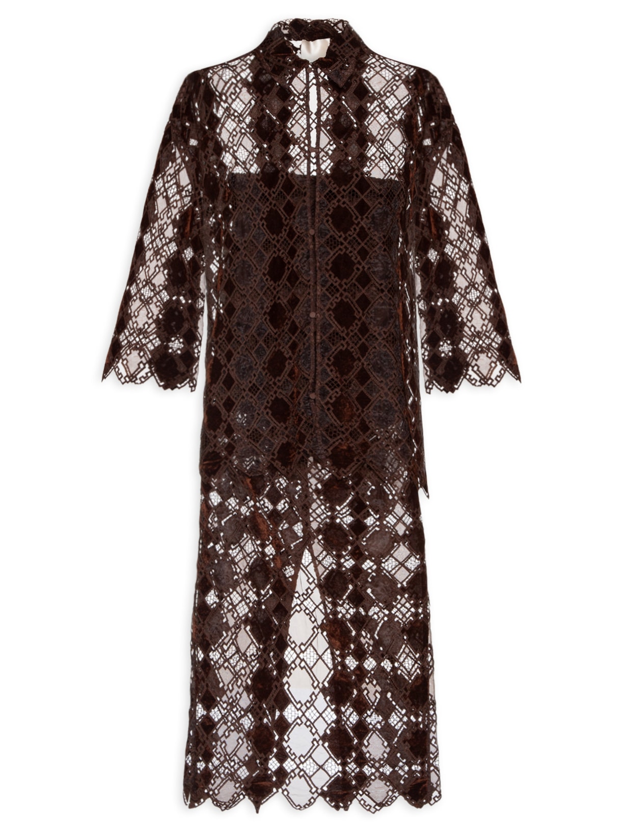 Conjunto Feminino Organza Caleidoscópio - Marrom