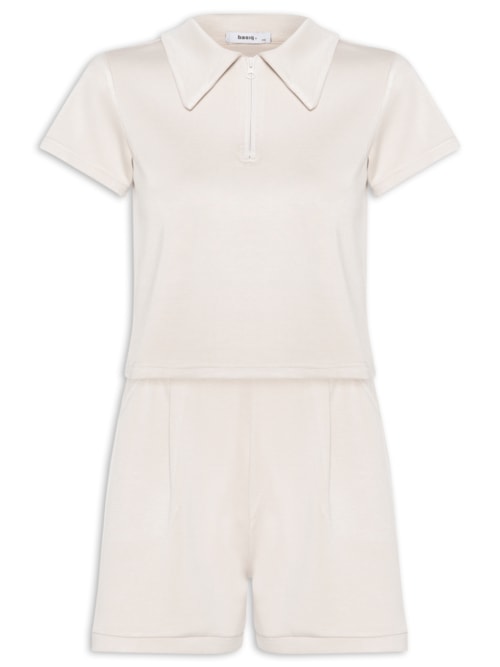 Conjunto Feminino Polo e Short Comfy - Bege