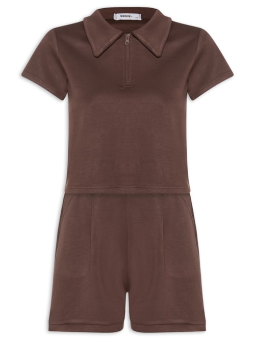 Conjunto Feminino Polo e Short Comfy - Marrom