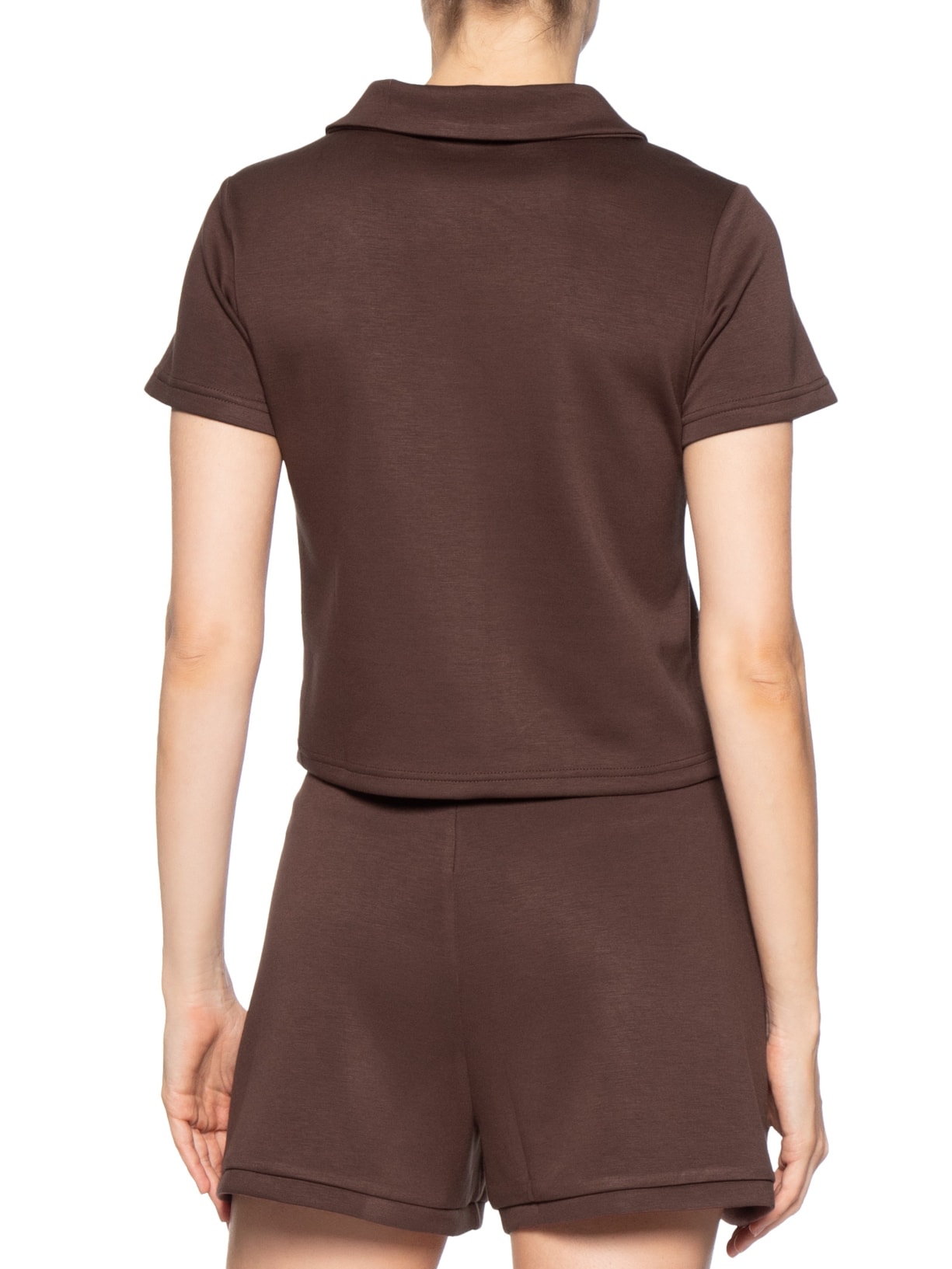 Conjunto Feminino Polo e Short Comfy Marrom Basiq