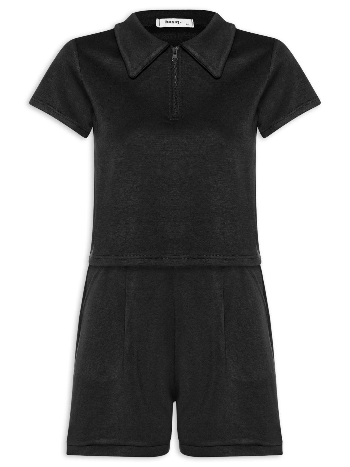 Conjunto Feminino Polo e Short Comfy - Preto