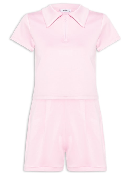 Conjunto Feminino Polo e Short Comfy - Rosa
