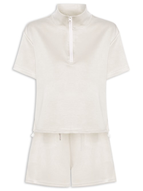 Conjunto Feminino Polo E Shorts - Bege