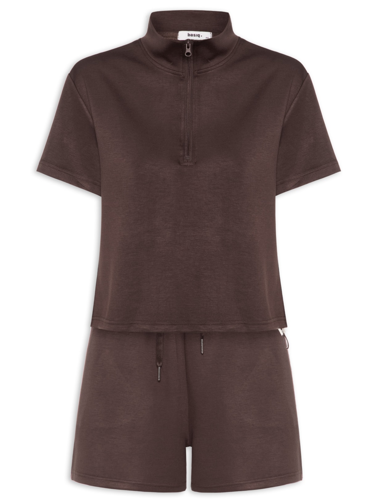 Conjunto Feminino Polo E Shorts - Marrom