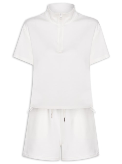 Conjunto Feminino Polo E Shorts - Off White