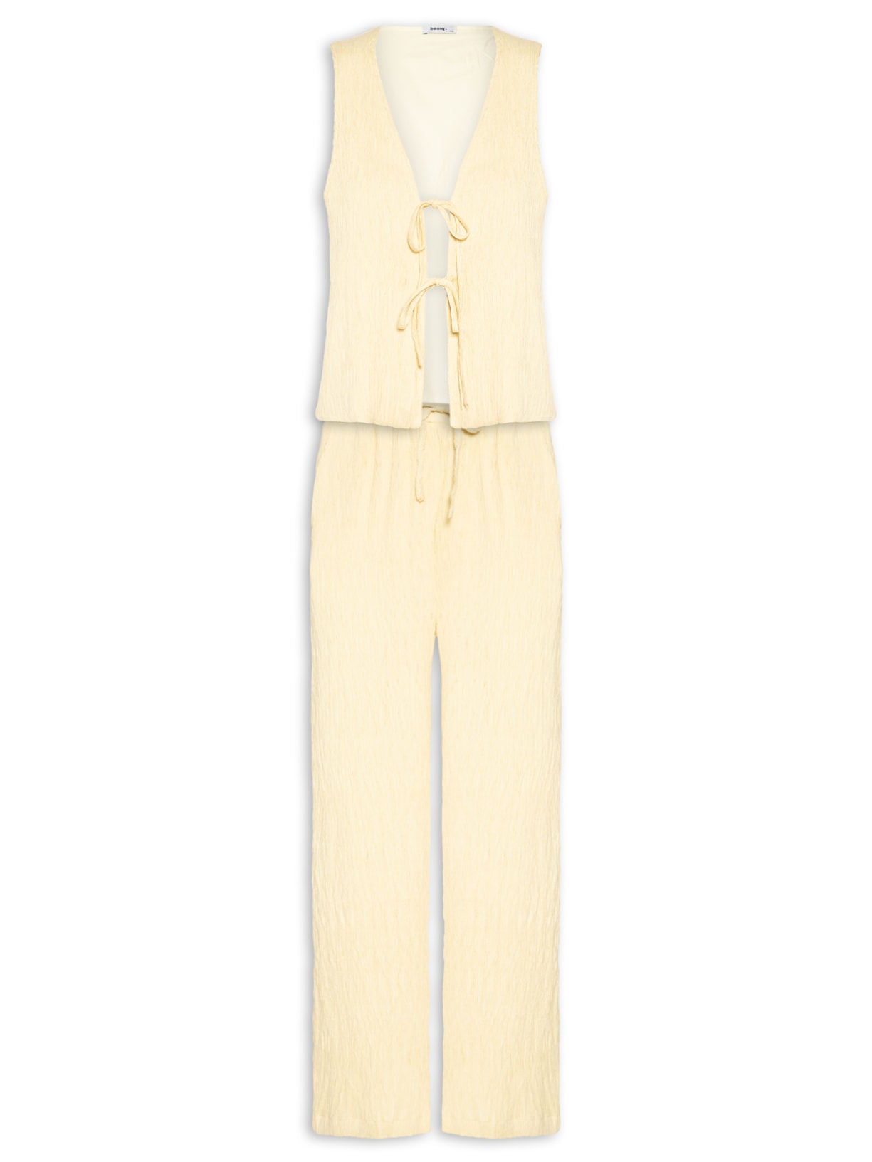 Conjunto Feminino Regata Amarração Calça Reta - Amarelo