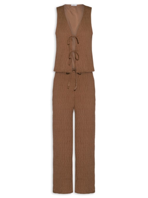 Conjunto Feminino Regata Amarração Calça Reta - Marrom