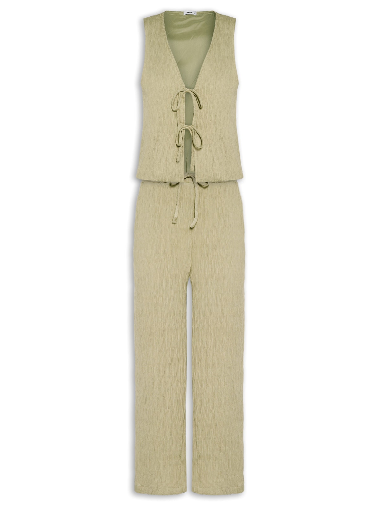 Conjunto Feminino Regata Amarração Calça Reta Verde Basiq