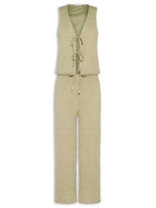 Conjunto Feminino Regata Amarração Calça Reta - Verde
