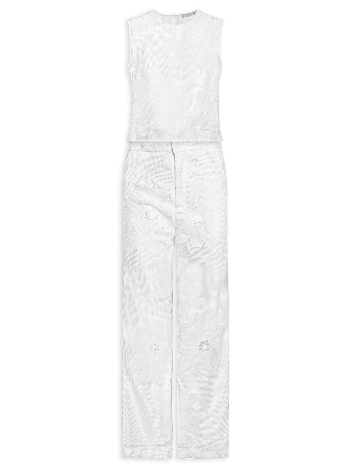 Conjunto Feminino Regata e Calça Pantalona Em Tela Branco '2Essential