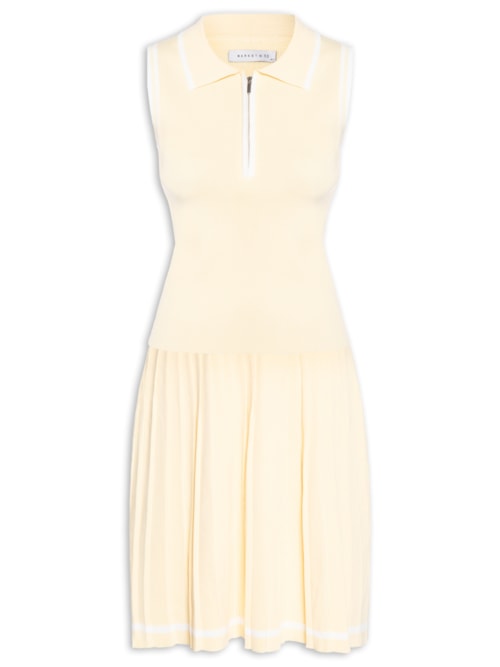 Conjunto Feminino Regata Polo E Saia Plissada - Amarelo