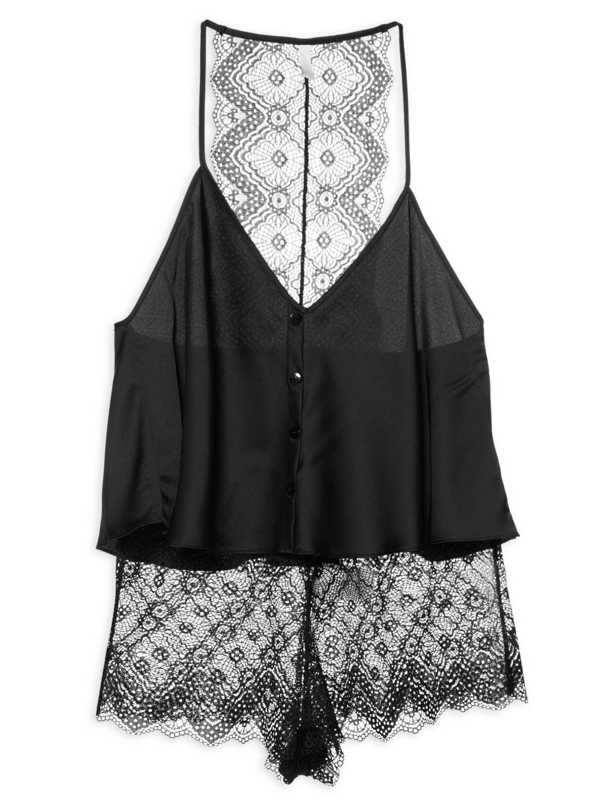 Conjunto Feminino Shortdoll Cetim Florença - Preto