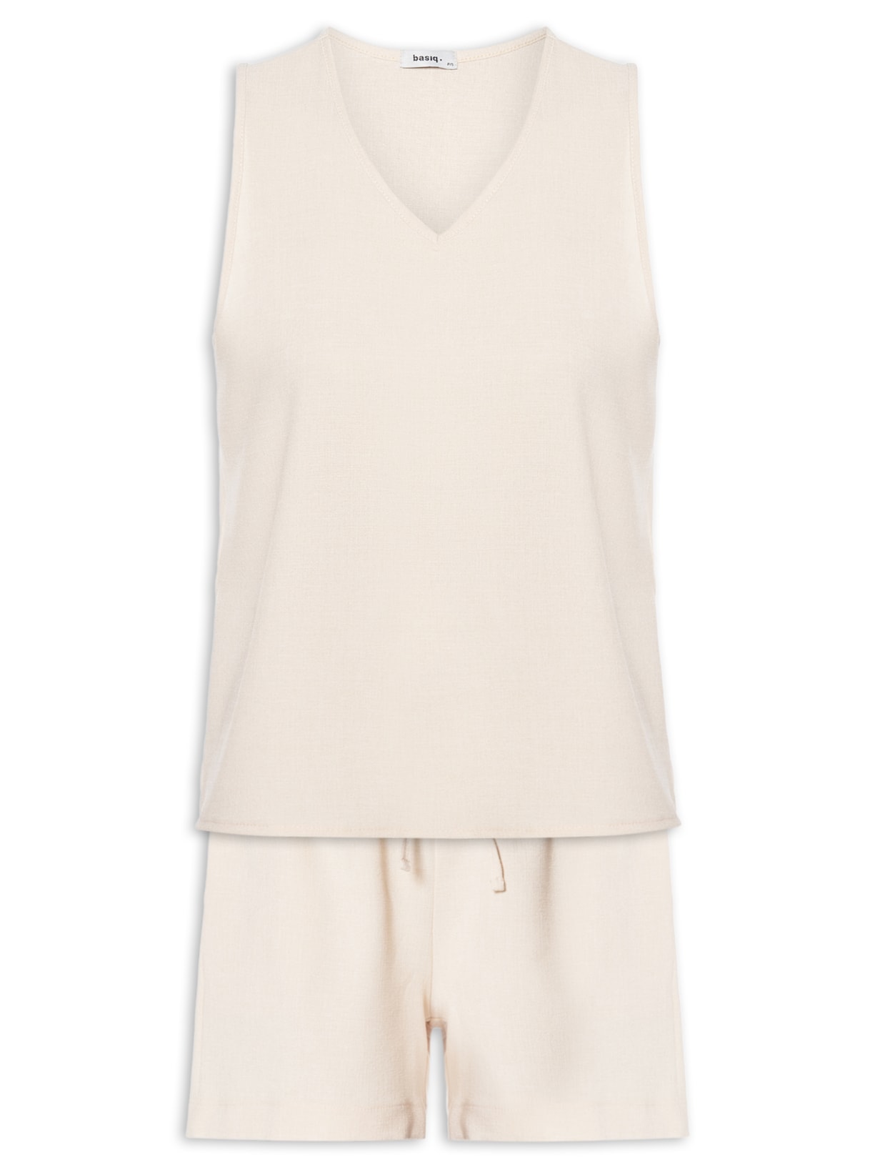 Conjunto Feminino Texturizado Blusa Com Short - Bege