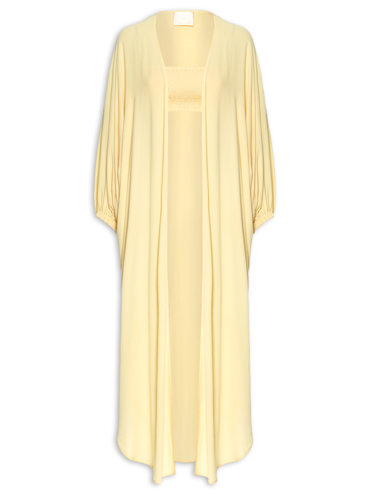 Conjunto Feminino Top E Kimono Crepe Sand - Amarelo