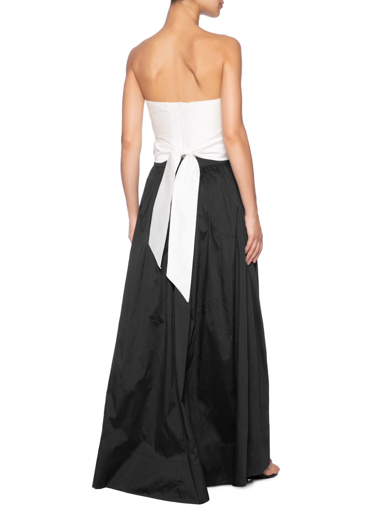 Conjunto Feminino Top E Saia Maxi Flor Tafetá Preto Dress To