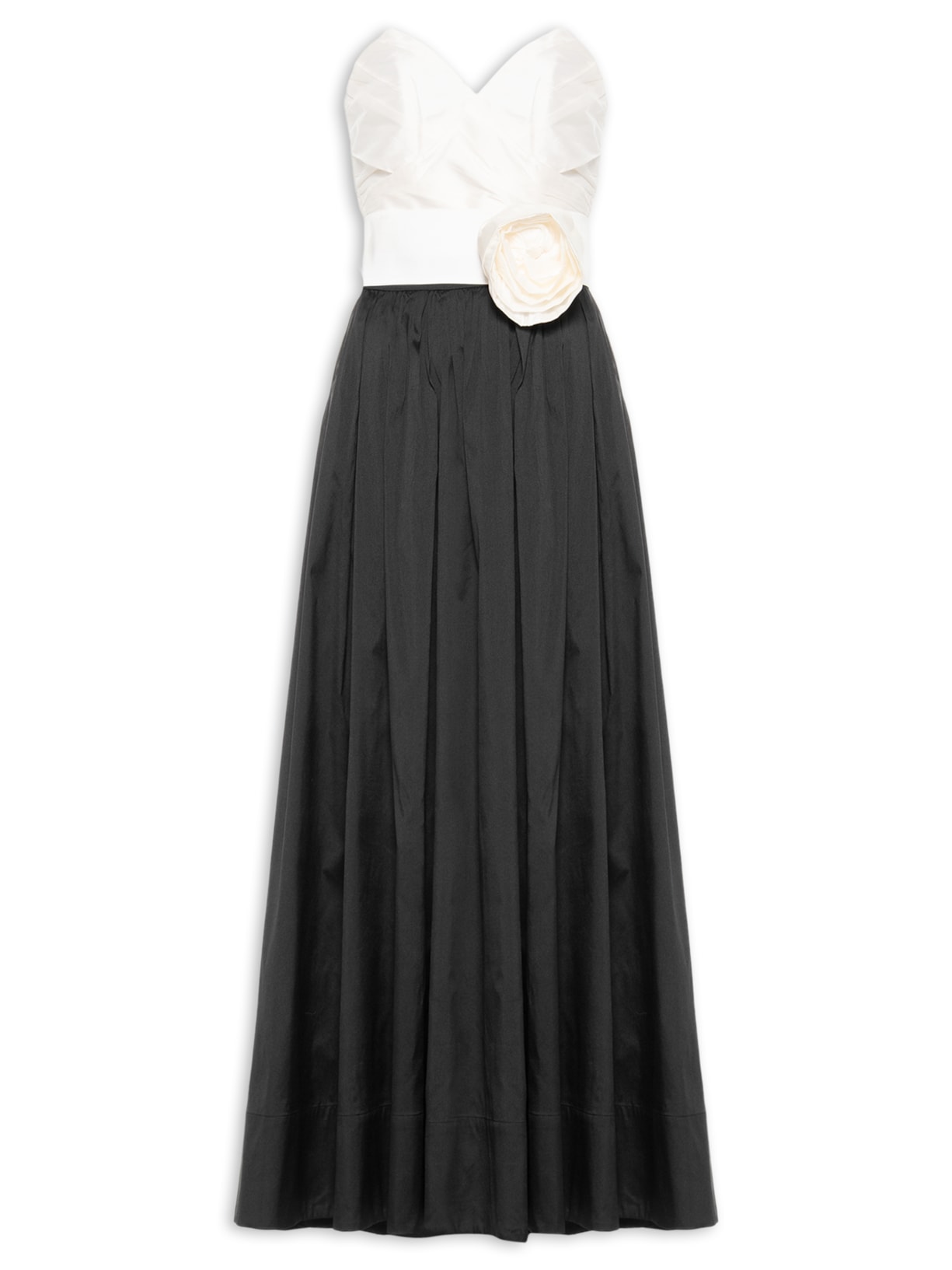 Conjunto Feminino Top E Saia Maxi Flor Tafetá Preto Dress To