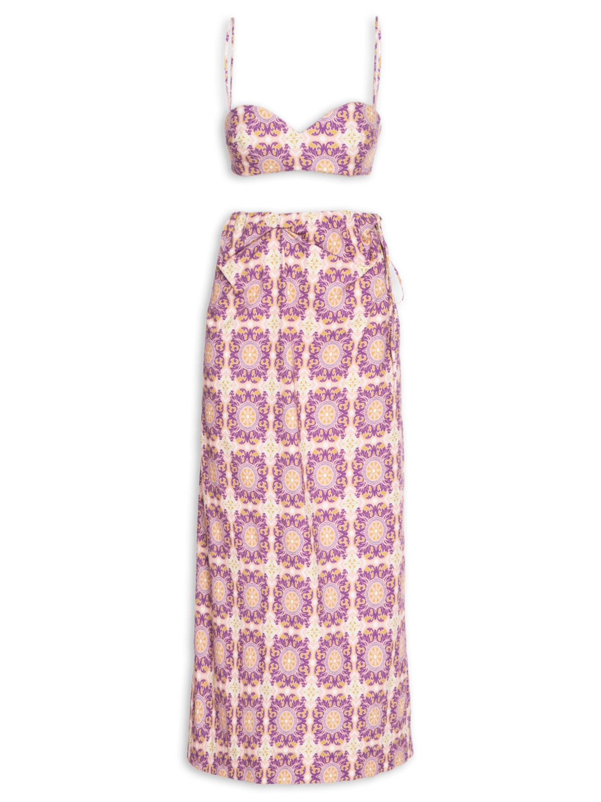 Conjunto Feminino Top Saia Exotic Coral - Roxo