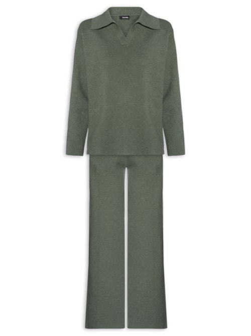 Conjunto Feminino Tricot Gola Polo – Verde