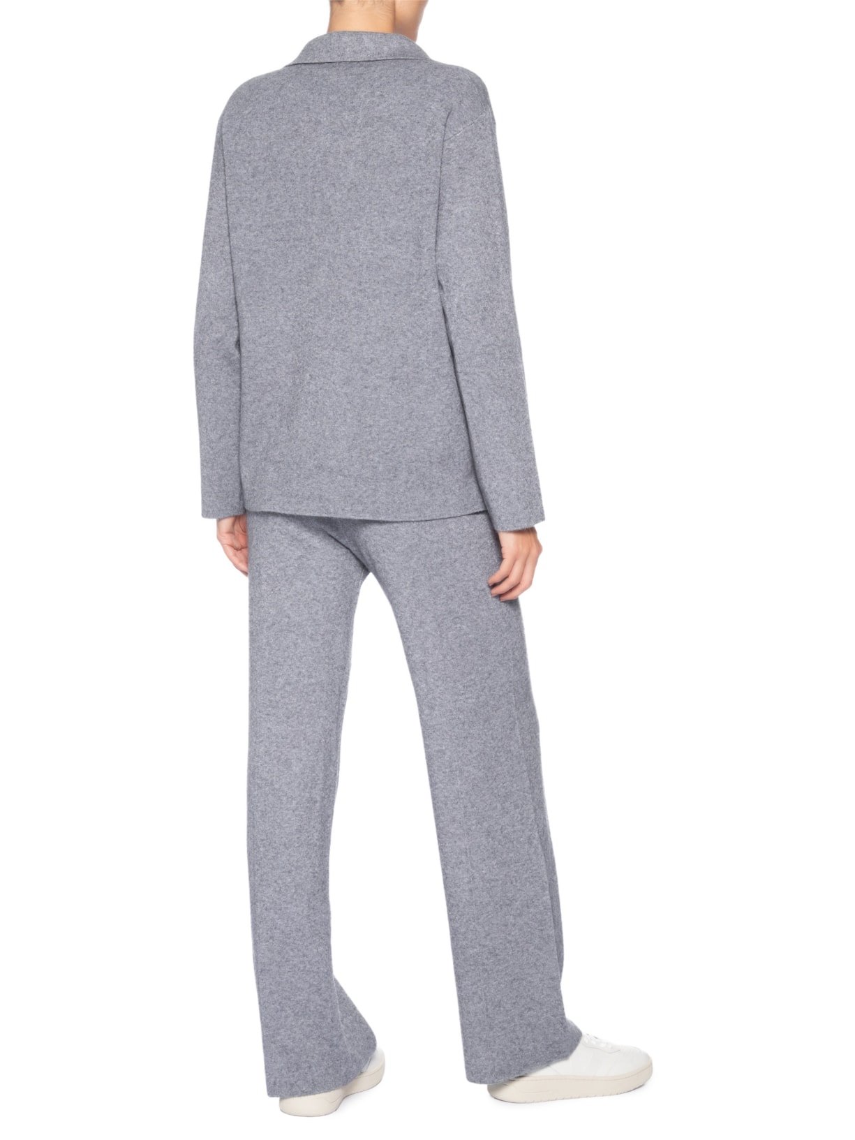 Conjunto Feminino Tricot Gola Polo Cinza Basiq