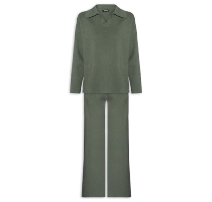 Conjunto Feminino Tricot Gola Polo – Verde