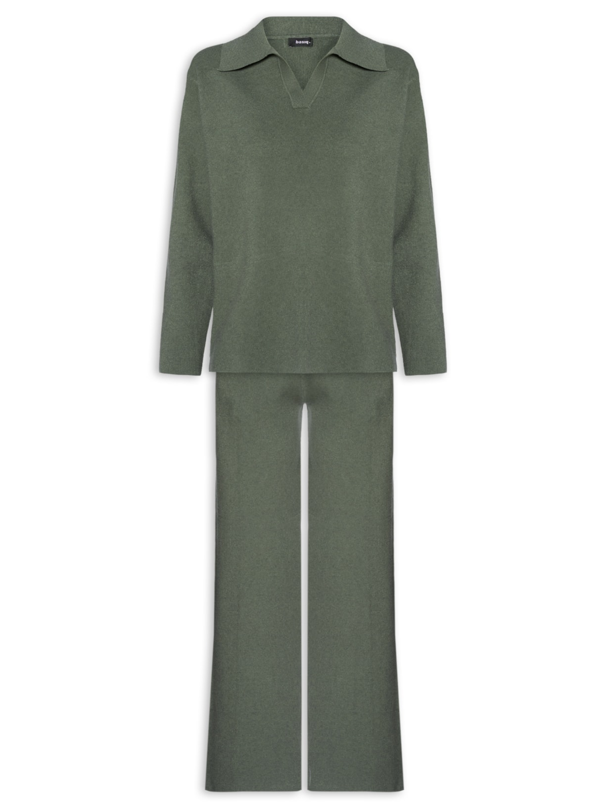 Conjunto Feminino Tricot Gola Polo – Verde