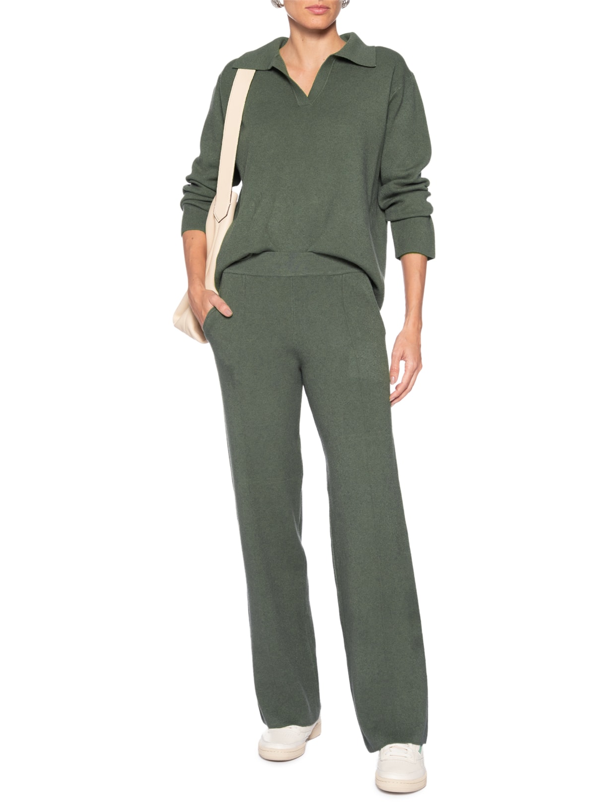 Conjunto Feminino Tricot Gola Polo – Verde Basiq