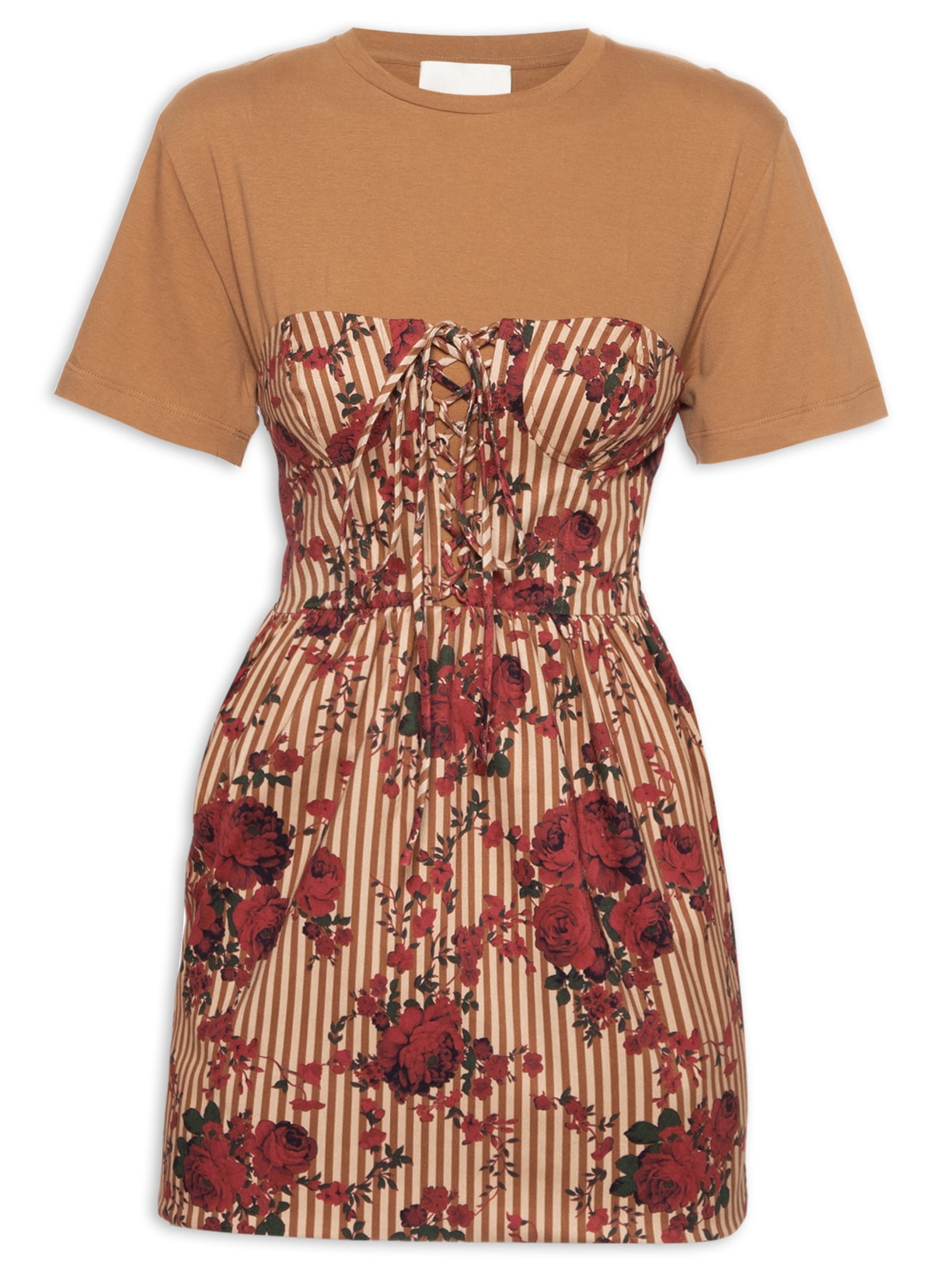 Conjunto Feminino Vestido Gabardine Sketch Roses - Vermelho