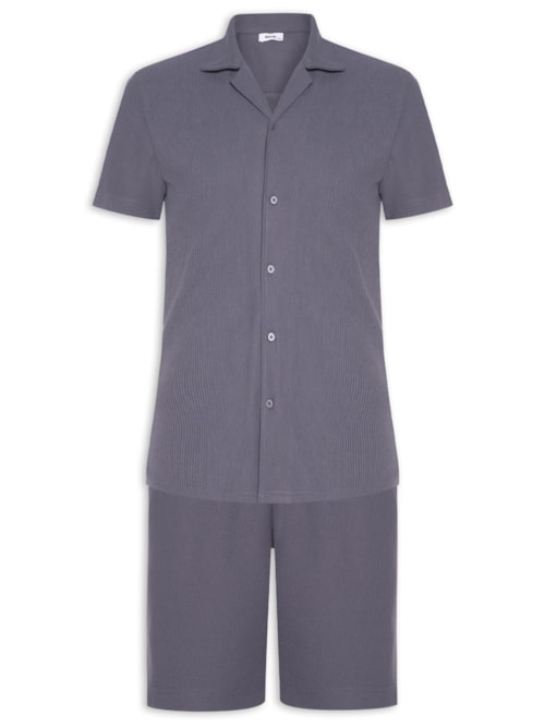 Conjunto Masculino Básico Camisa Manga Curta e Short - Azul
