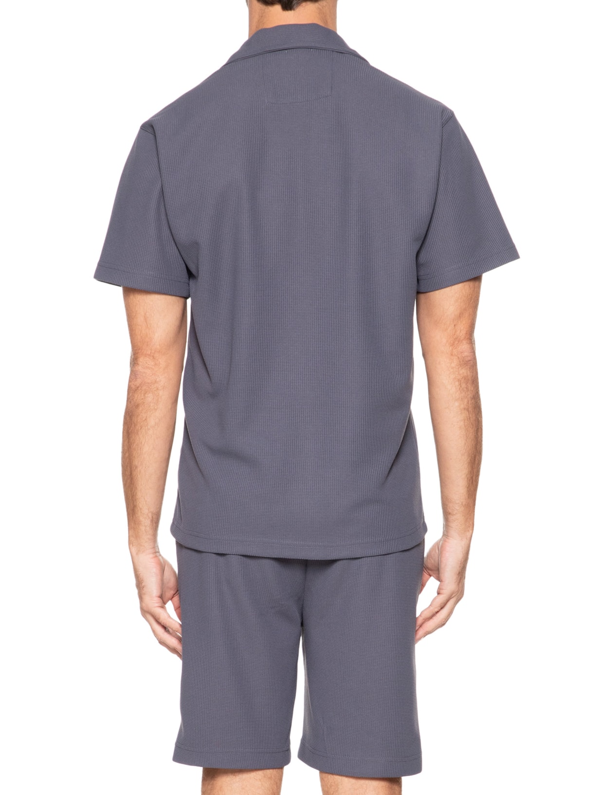 Conjunto Masculino Básico Camisa Manga Curta e Short Azul Basiq Men