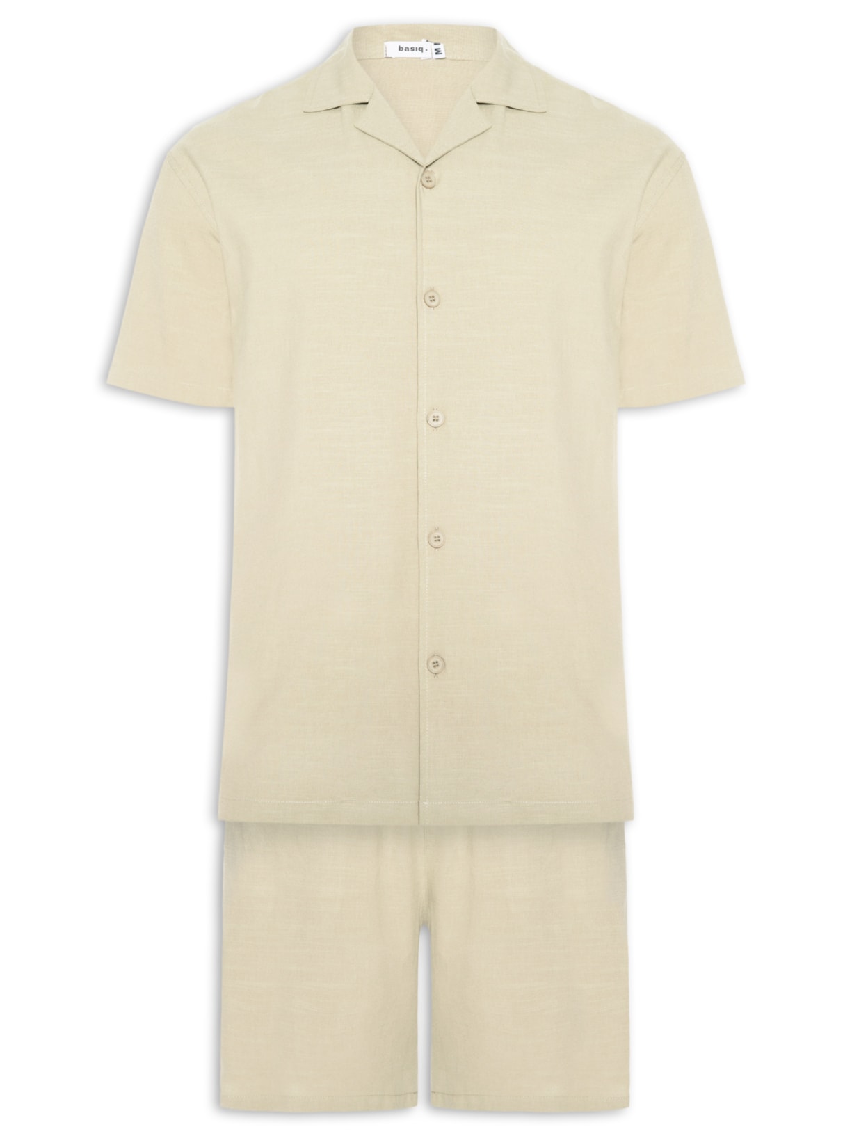 Conjunto Masculino Camisa Com Shorts Bege Basiq Men