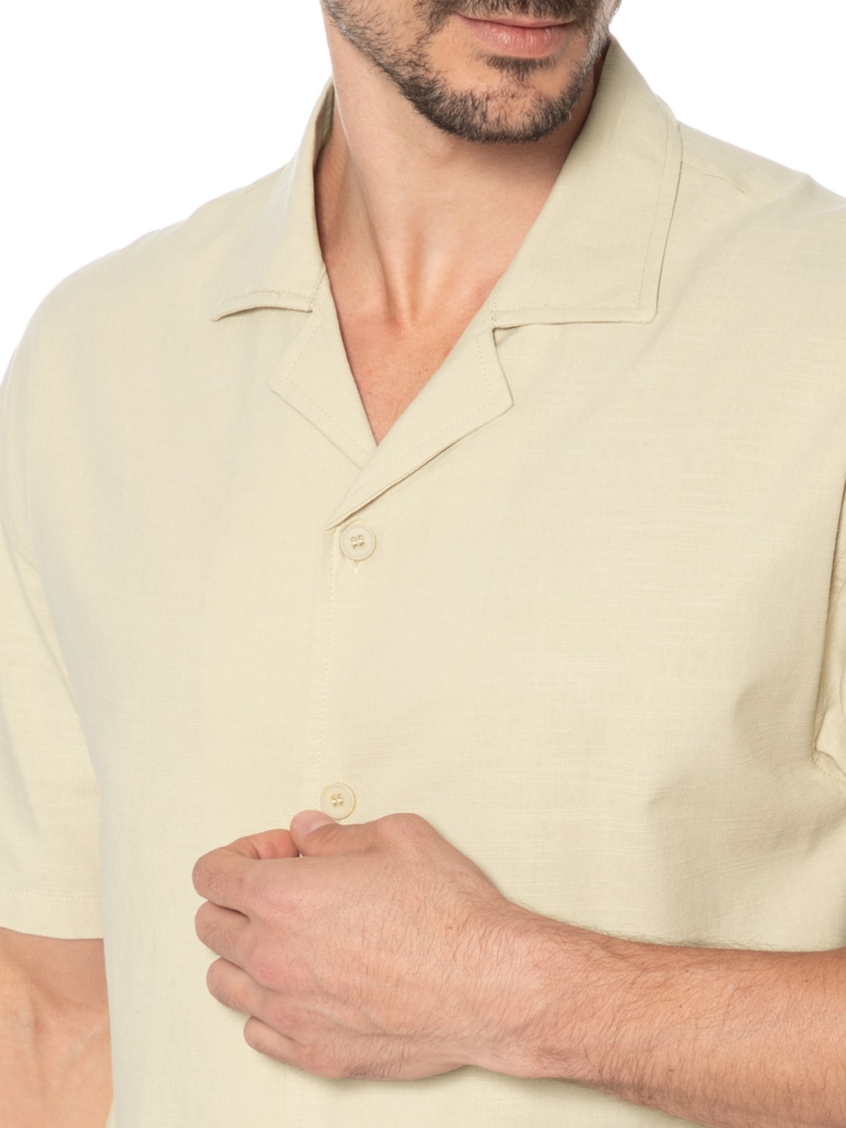 Conjunto Masculino Camisa Com Shorts Bege Basiq Men