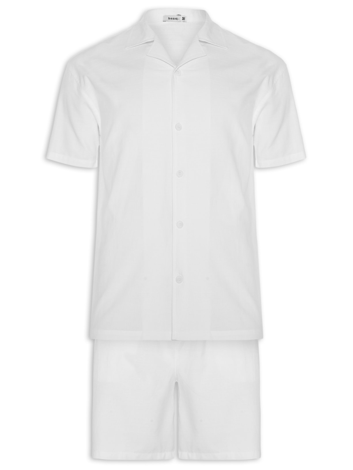 Conjunto Masculino Camisa Com Shorts Branco Basiq Men