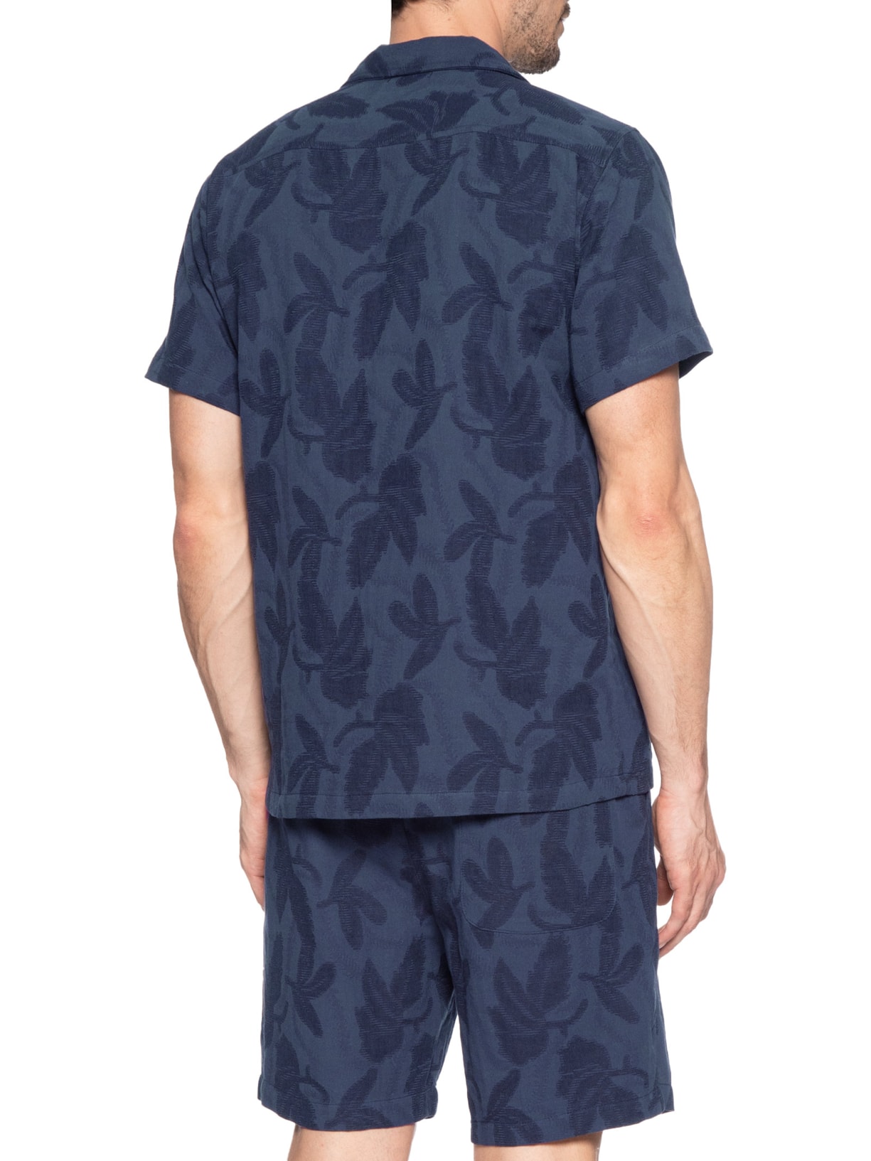 Conjunto Masculino Camisa E Short Estampado Azul Basiq Men