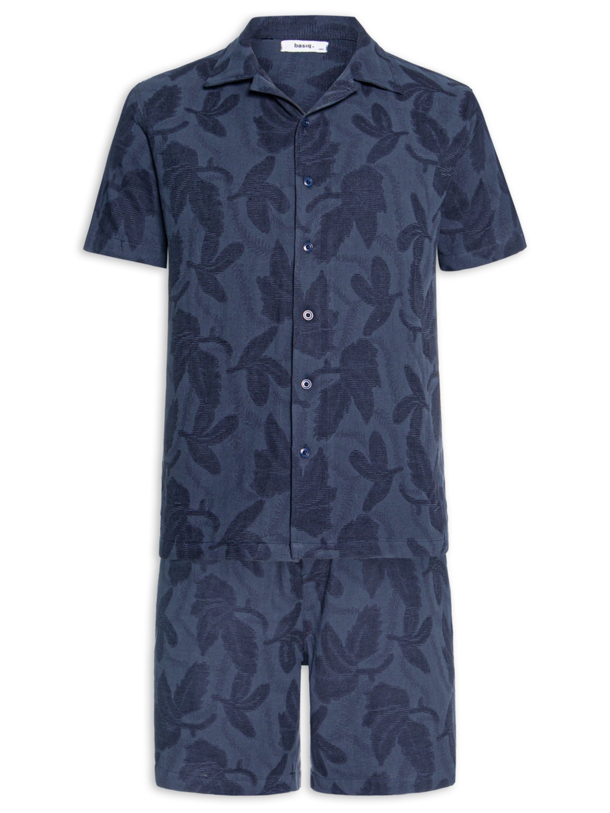 Conjunto Masculino Camisa E Short Estampado - Azul