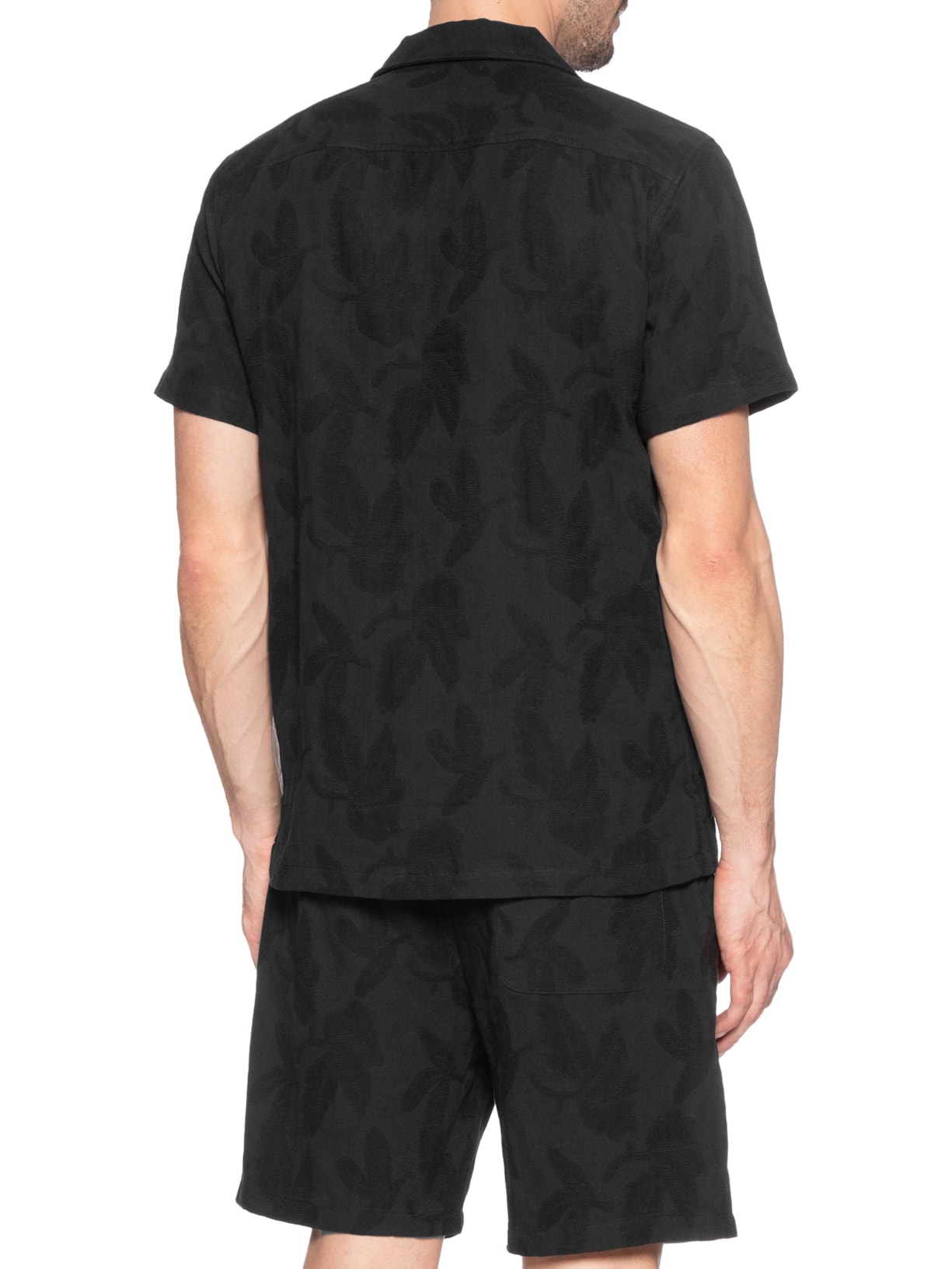 Conjunto Masculino Camisa E Short Estampado Preto Basiq Men