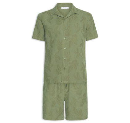 Conjunto Masculino Camisa E Short Estampado - Verde