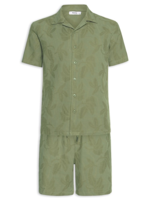 Conjunto Masculino Camisa E Short Estampado - Verde