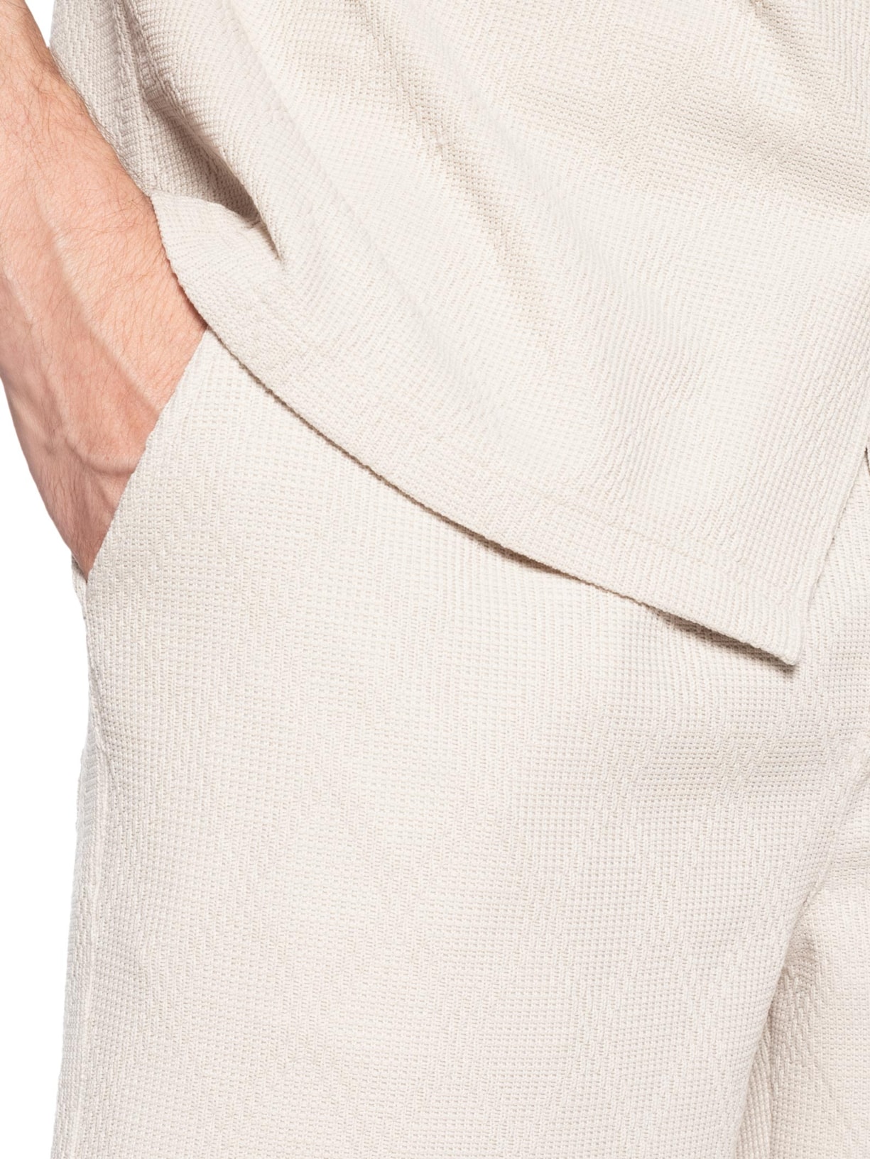 Conjunto Masculino Camisa E Short Texturizado Bege '2 Essential