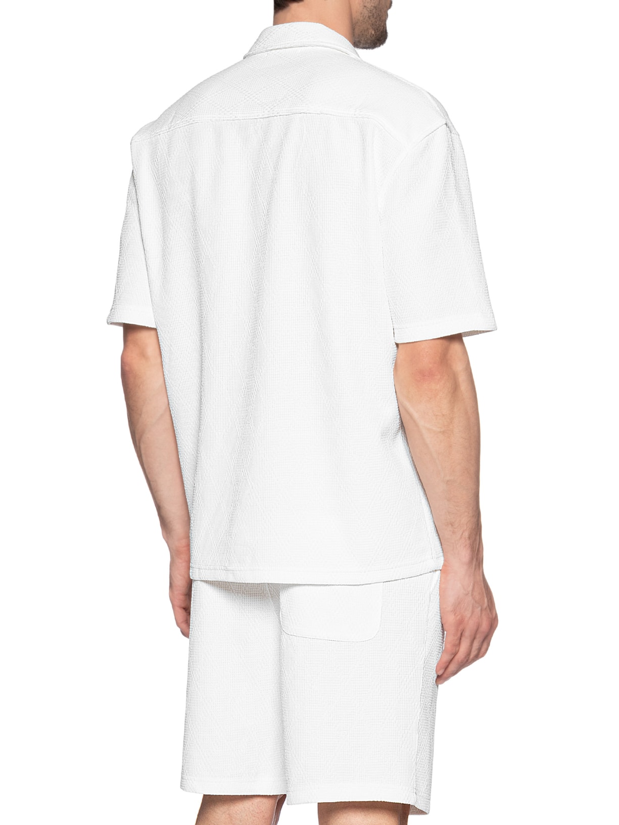 Conjunto Masculino Camisa E Short Texturizado Branco '2 Essential