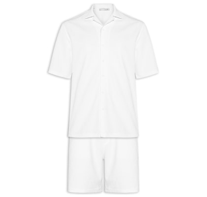 Conjunto Masculino Camisa E Short Texturizado - Branco